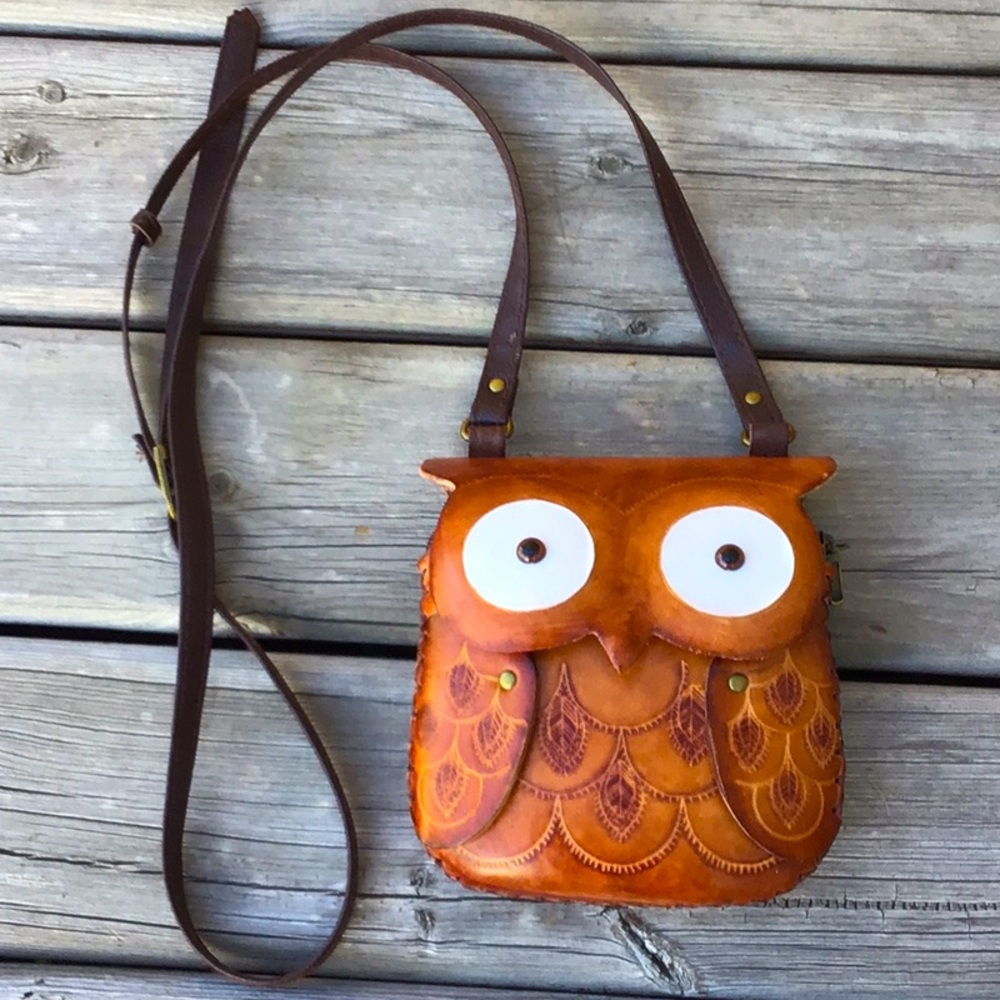 Tooled Leather Owl Purse